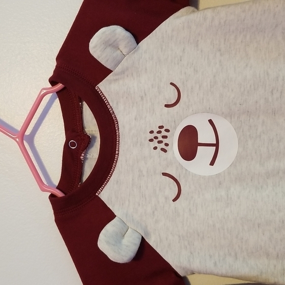 2/$15 CAT & Jack Baby Boys 3-6 Months Heather Gray/Maroon Bear Romper - Picture 3 of 6
